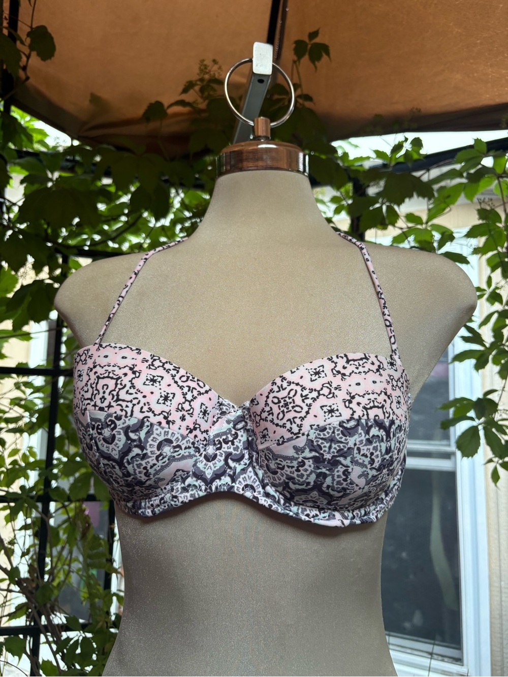 Ardene Pink and Black Patterned Balconette Bra